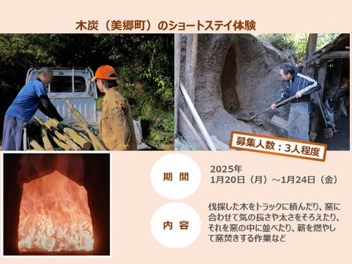木炭の仕事参加者募集（宮崎県東臼杵郡美郷町）