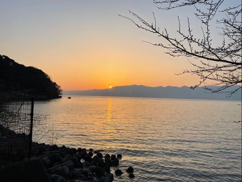 湖岸から見える風景