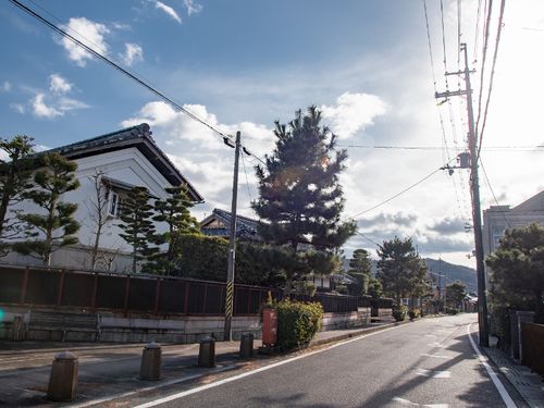 中山道五個荘付近。地元団体作成フライヤーを持って歩く人も多い