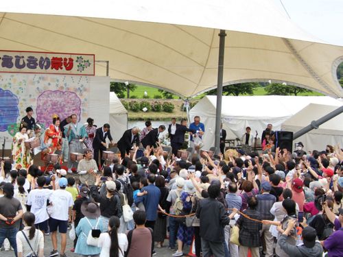 多古町の行事であるふるさと多古町あじさい祭りの五穀豊穣式典の様子です！