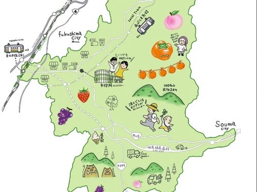 伊達市のイラスト地図