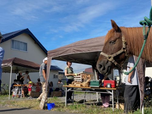 コロナ禍を縫って行われた、朝ご飯の会。道産子馬のハナちゃんも登場していい雰囲気！