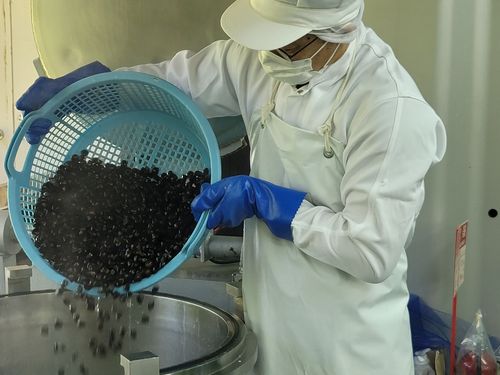 しじみの加工作業の様子