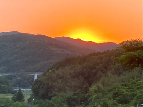 体験場所から見える夕日