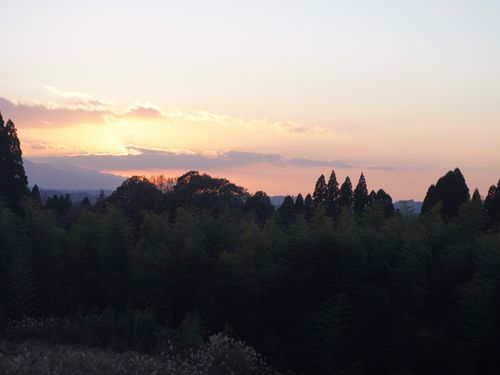 五ヶ瀬町桑野内地区の夕日