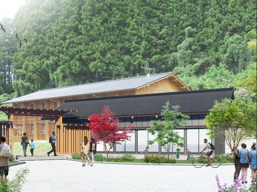 ワーケーション棟（仮称）の外観パース。「面白い」や「新しい」が生まれる空間に