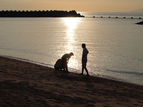 きらきら海と夕日
