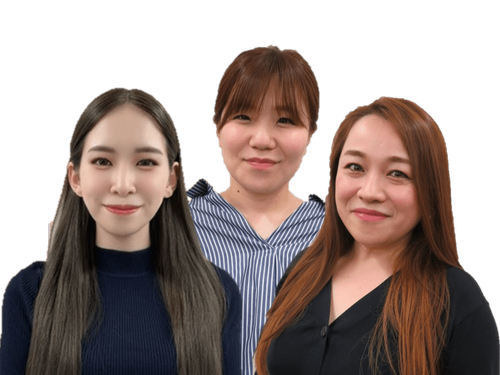 「私たちがお送りします！」（左から、坂本・安田・杉本）