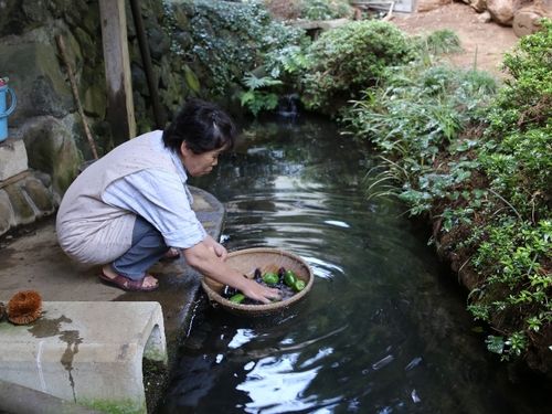 国見町の風景。用水路で野菜が洗える！