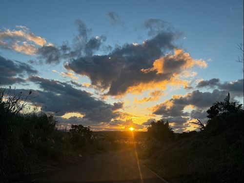 広い空と夕日