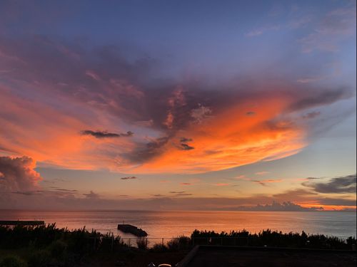 平土野港から見える夕焼け