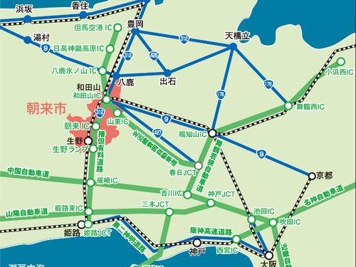 朝来市の立地です。