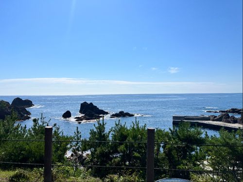 温泉からの太平洋の景色