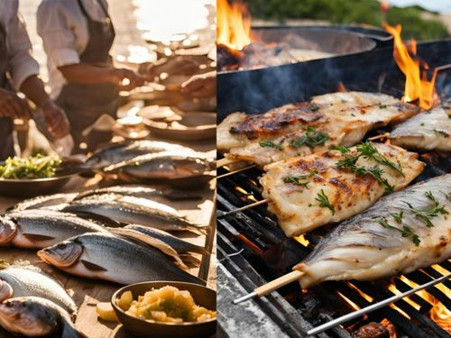 自分で獲った魚を調理（イメージ）