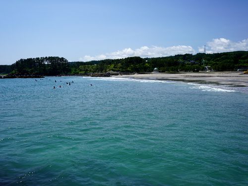 サーファーが集まる種市海浜公園
