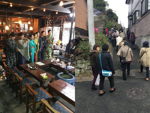おおたやを拠点に、着物の着付けとまち歩きを行う体験イベントを開催。