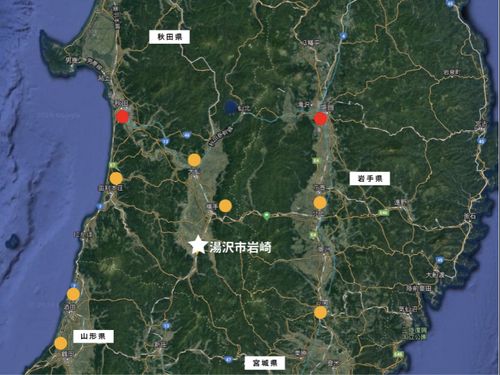 "東北のヘソ"と呼ばれる中央部に位置する湯沢市岩崎地区