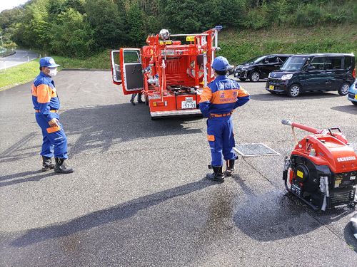 神楽保存会・倉増会長は、消防団の分団長でもあります。かっちょいい！
