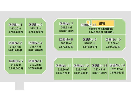 区画図（面積及び価格）