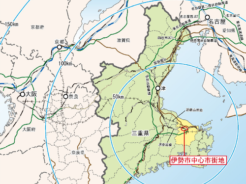 中心市街地の位置図（伊勢市中心市街地活性化基本計画から引用）