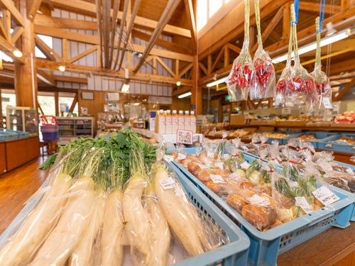 わんぱく館の売り場。木のぬくもりがあたたかい。