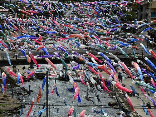 毎年４月より開催の杖立温泉こいのぼり祭り