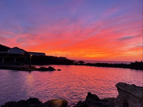 間人漁港の夕日