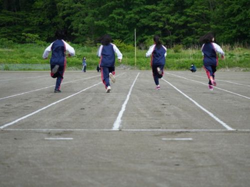振内中学校の生徒の全力疾走！
