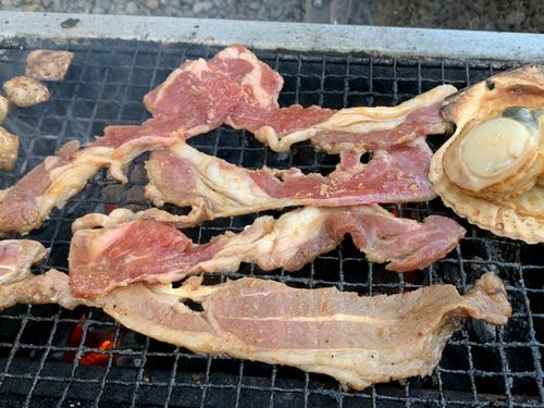 タレ付きジンギスカン＆ホタテ焼き