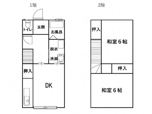 移住支援住宅2号棟2号室の間取図