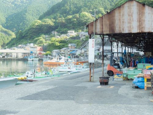 ゆるやかな時間が流れる梶賀町の様子。