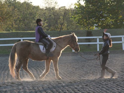 休日は町立の乗馬施設で乗馬レッスンも。