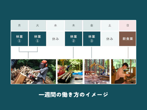 毎月変動のシフト制。林業を軸に地域の仕事を色々体験できます