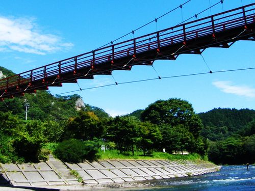 久慈川にかかるあゆのつり橋