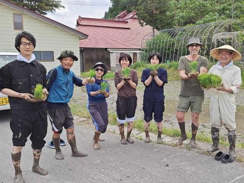 現協力隊、地元の農家さん、国内外から訪れたアーティストの人たちで田植え！