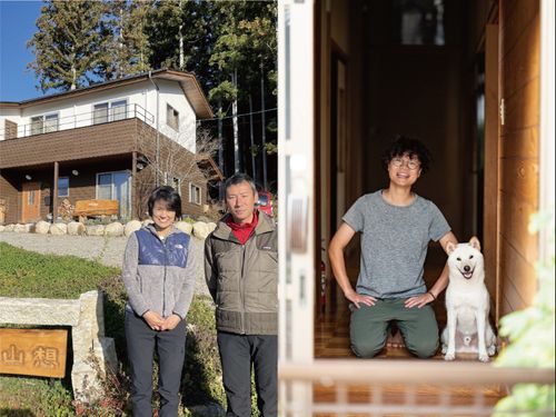 移住協力店であり宿泊施設の「民宿山想（左）」と「れんさんのゲストハウス（右）」