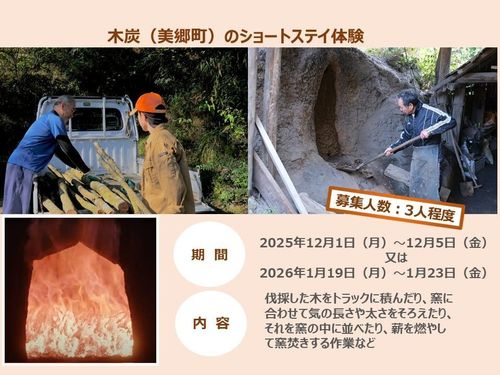 木炭の仕事参加者募集（宮崎県東臼杵郡美郷町）