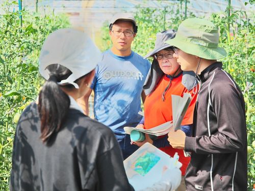 研修生同士で生育状況を比較する品目研修