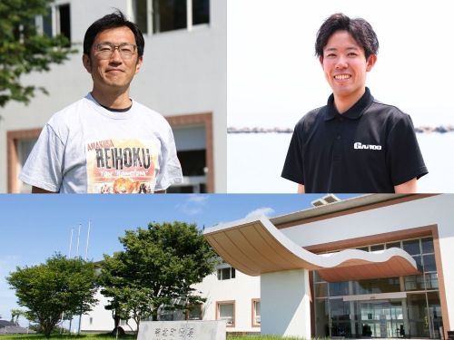 ←苓北町役場の吉村さん／一緒に働くGAROO中野→