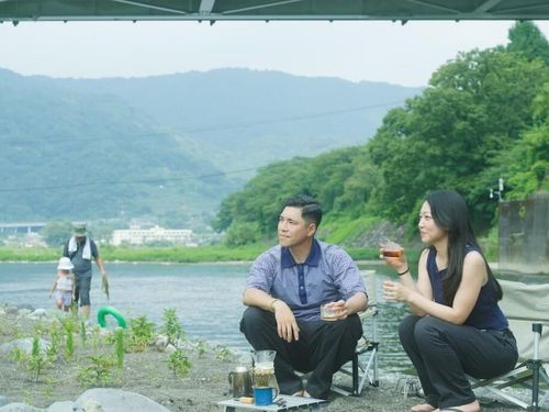 お気に入りの酒匂川の河川敷で、コーヒーを淹れて