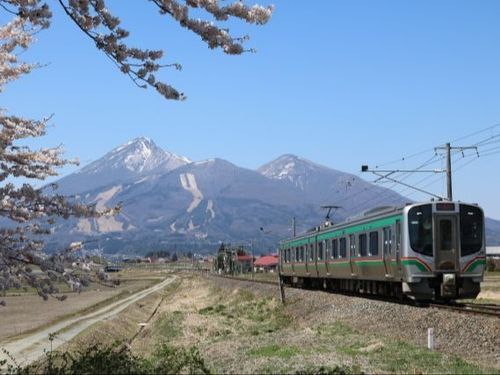 磐梯山と磐越西線