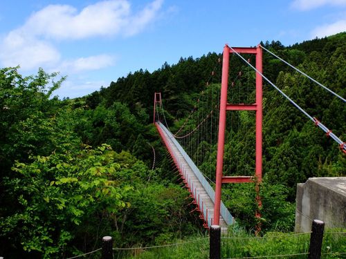 国上山中腹にある千眼堂吊り橋。渡った先は名僧良寛が過ごした「五合庵」があります。