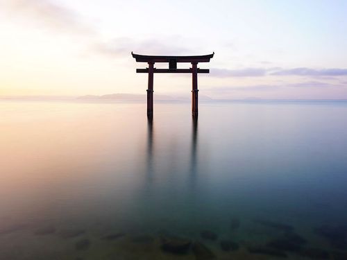 白鬚神社の湖中鳥居