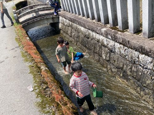 きれいな水が流れる集落、子供たち大興奮