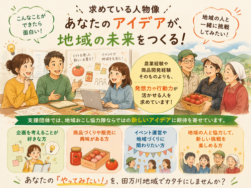 田万川地域は協力隊ならではの視点での新しい発想に期待しています
