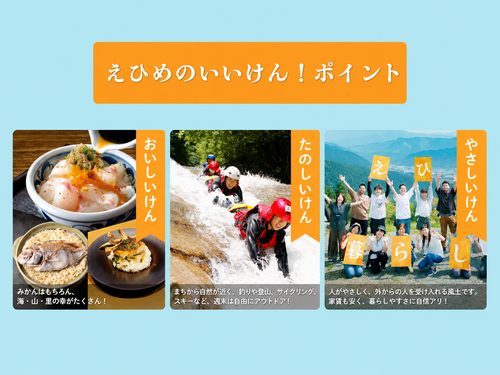 「おいしいけん」「たのしいけん」「やさしいけん」が揃った愛媛県！