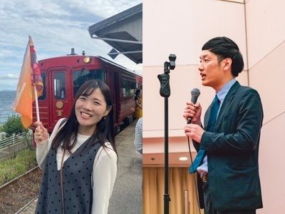 左：3部のゲスト 植松 郁香さま/右：進行役 フリーアナウンサー 砂川 伸夫