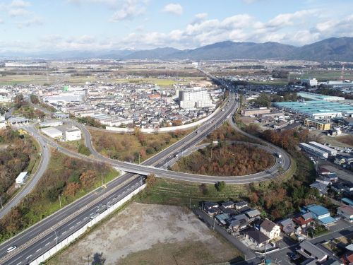 名神高速八日市インター付近を上空から。