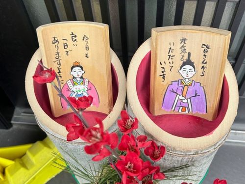 街角に設置されている竹絵
