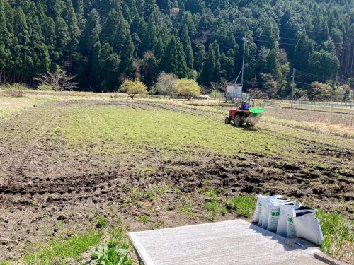 冬があけ、土が渇き始めたら田おこしを行います